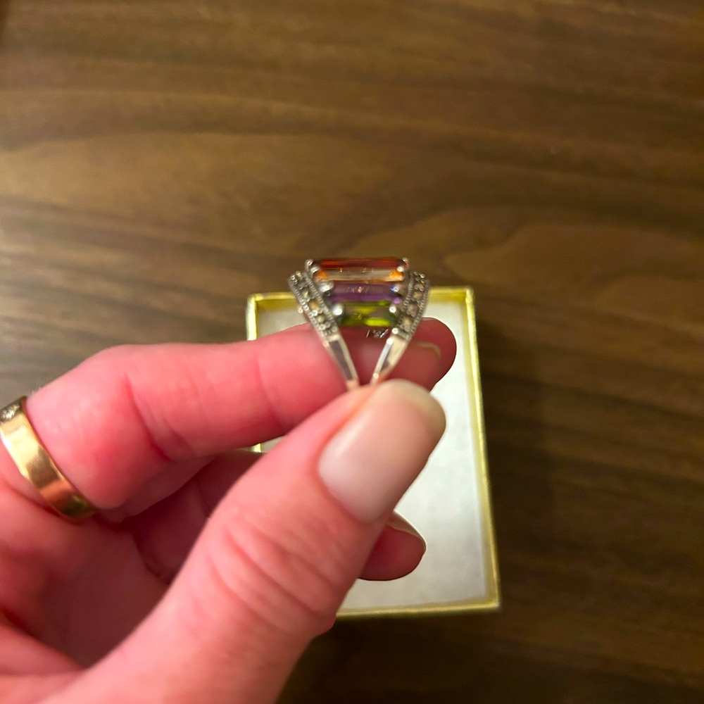 Size 7 Silver Gem Stone Ring - image 5